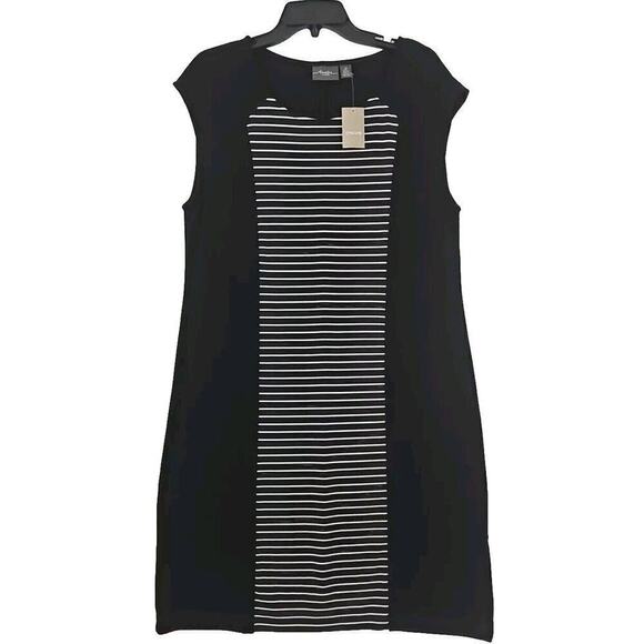 Chico's Travelers~Woman Size 2(L)~ Black/White Stretch Dress Sleeveless NWT. - Picture 1 of 9